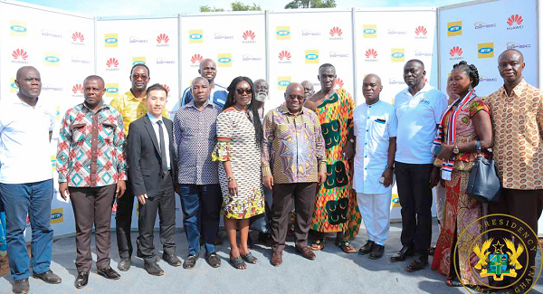 President Akufo-Addo with some officials who attended the programme
