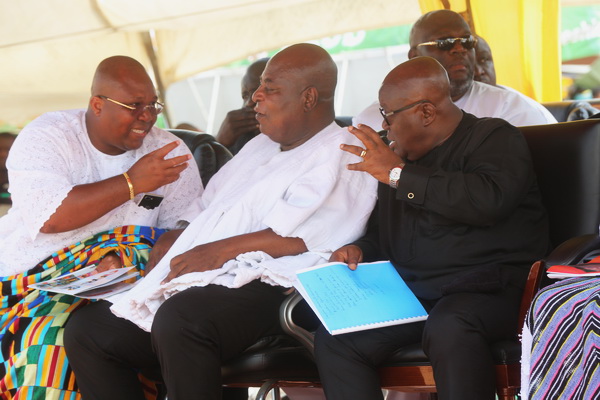 President  Nana Addo Dankwa Akufo-Addo exchanging pleasantries with Dr Kotei Dzani (left), a member of the Council of State, at the festival. Picture: SAMUEL TEI ADANO