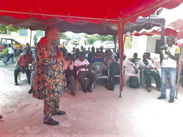 Mr Tanoh addressing the Cape Coast South branch executive members of the NDC