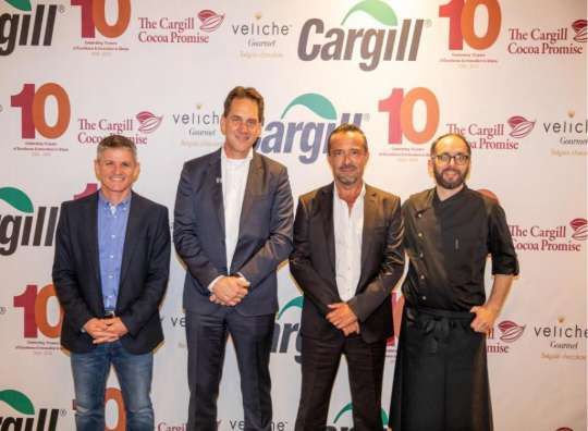  Cargill executives in a pose with Chef François Galtier (right). From extreme left; Mr. Pieter Reichert, MD of Cargill's cocoa and chocolate business in Ghana, Mr. Harold Poelma, President of Cargill Cocoa and Chocolate and Mr. Lionel Soulard, MD of Cargill Cocoa and Chocolate - West Africa
