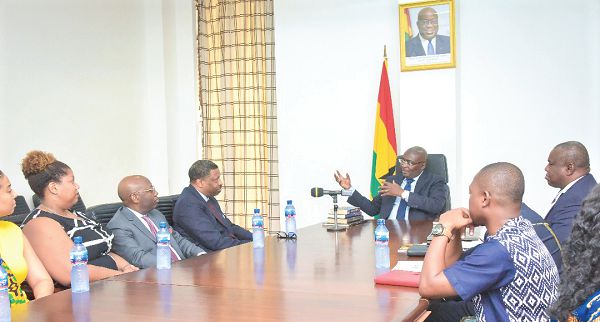  Vice-President Dr Mahamudu Bawumia in a discussion with the delegation from the National Association for the Advancement of Coloured People (NAACP) at the Jubilee House in Accra