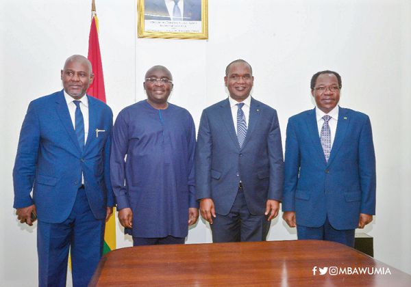  Vice-President Dr Mahamudu Bawumia with Mr Alpha Barry (3rd left), Minister of Foreign Affairs and Cooperation of Burkina Faso, and the other members of his delegation