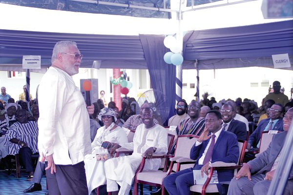 Former President Rawlings, who spoke extempore for about 30 minutes, got the staff and dignitaries laughing most of the time with his anecdotes