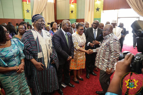 President Akufo-Addo exchanging pleasantries with some of the Ambassadors