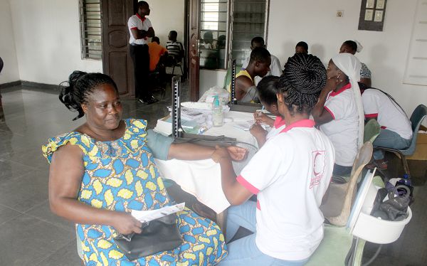 Some residents of Ayikuma in the Shai Osudoku District being screened 