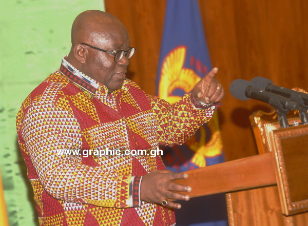 President Akufo-Addo briefing the press