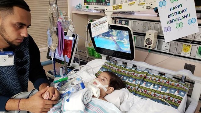 Ali Hassan has been at his son's bedside