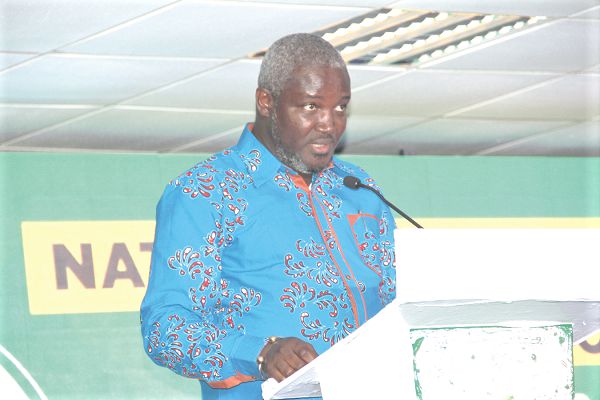 Mr Perry Okudjeto (left), Deputy Minister of Youth and Sports addressing participants at the forum. Picture: EDNA ADU-SERWAA