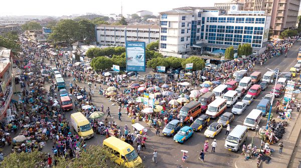  Heavy vehicular and human traffic has taken over the Central Business District. Picture: DOUGLAS ANANE-FRIMPONG