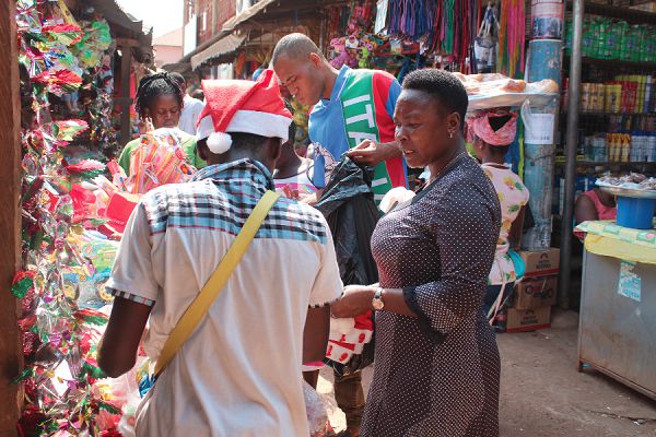 Some residents patronising Christmas items in the Sunyani main market