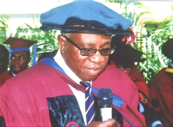 Dr Edward Narh, President of  Narh-Bita College, giving the welcome address at the graduation ceremony
