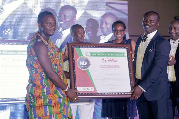• Dr Kwame Anim Boamah (right) receiving his award. Picture: EMMANUEL ASAMOAH ADDAI