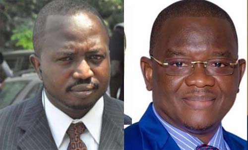 Stephen Atubigah (left) and Sly Mensah pick NDC presidential nomination forms