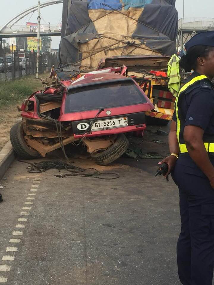 Kumasi accident: 2 killed after car run into parked truck at Tech junction