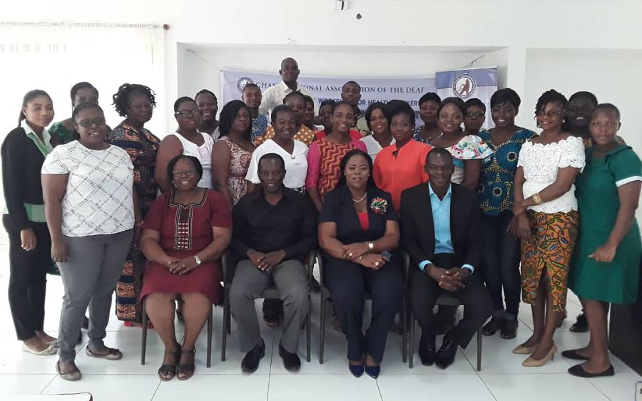 The participants and the executives of GNAD and GHS in a photograph after the first session of the training 