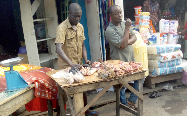  Uncovered beef on sale at the Agbogbloshie Market