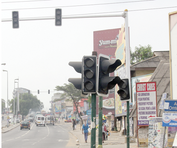 One of the defective traffic lights in Accra