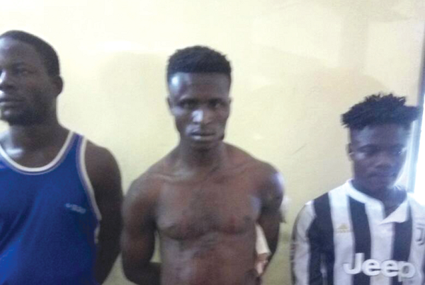 The suspects: Solomon Lamptey (middle), Eric Arye (left) and Enoch Lartey