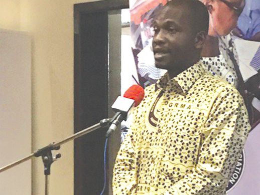  Mr Bernard Akotey, the project team leader, giving an overview at  the end of project event.