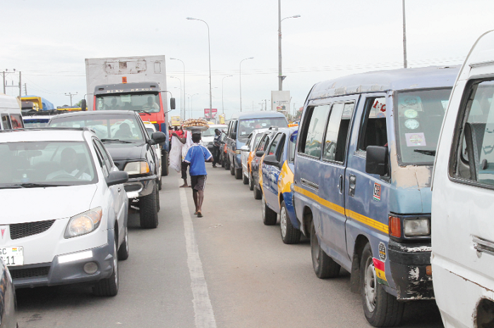 Traffic jam on a section of the Kasoa road