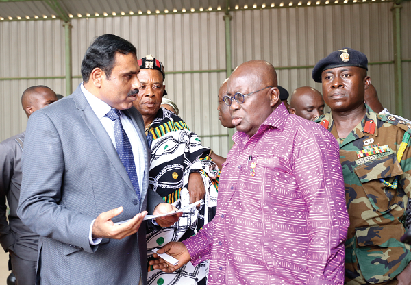  Mr Latit Mishra, CEO, Park Agrotech Ghana Limited, interacting with President Akufo-Addo at the feed mill.