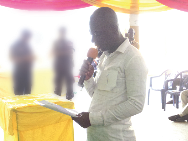Mr Abban taking the oath after his election