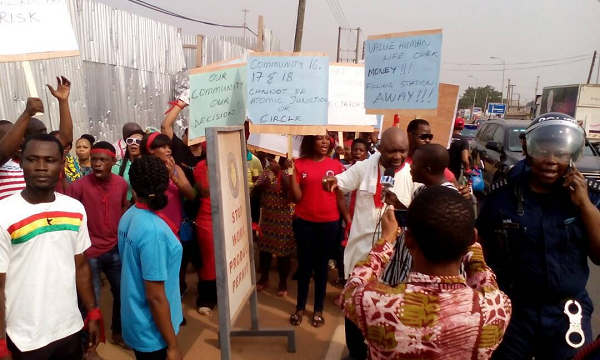 Some of the protesters with placards