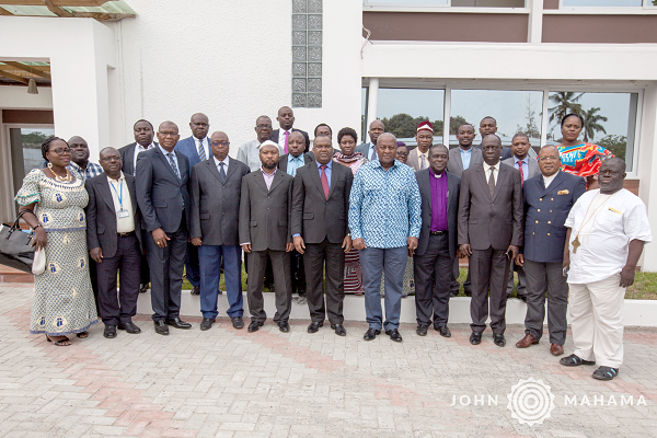 Former President Mahama with religious leaders from DR Congo