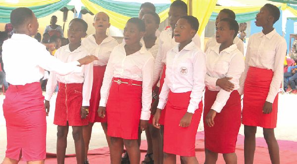 The school choir singing to celebrate the 