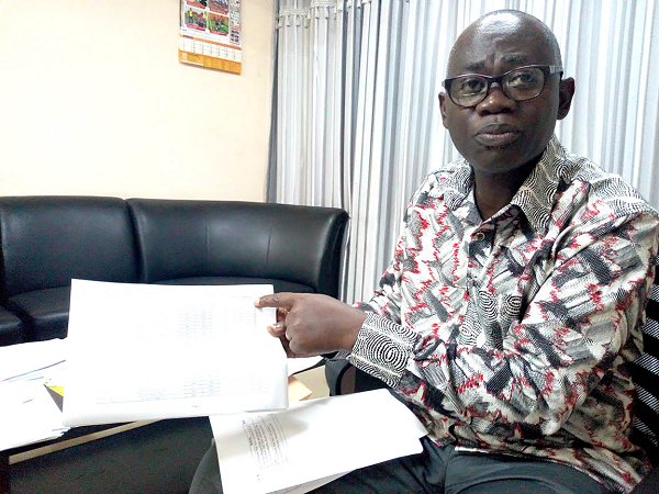 Prof Kwasi Opoku-Amankwa displaying the list of the 