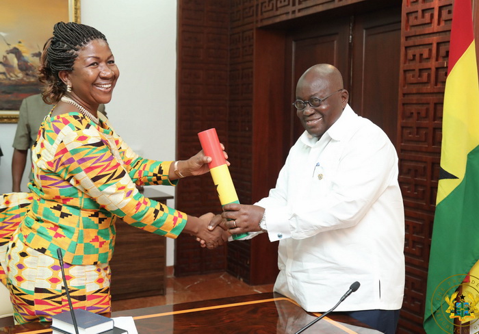Ghana’s High Commissioner to Malaysia, Akua Sakyiwa Ahenkorah receiving her letters of credence from President Akufo-Addo