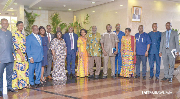  Dr Mahamudu Bawumia (arrowed) with members of the Audit Agency Board. Also with them is the Chief of Staff, Mrs Frema Osei-Opare