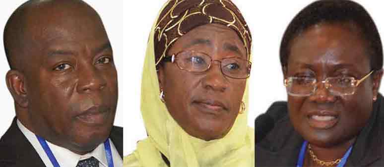 The Electoral Commission is now left with only three commissioners - Ebenezer Aggrey Fynn, (left) Hajia Sa-Adatu Maida (middle) and Rebecca Kabukie Adjalo
