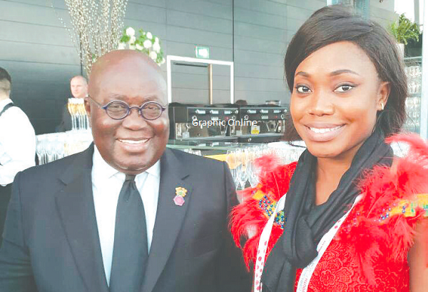 Ms Dugan with President Nana Addo Dankwa Akufo-Addo at the Commonwealth Heads of Government Meeting in London