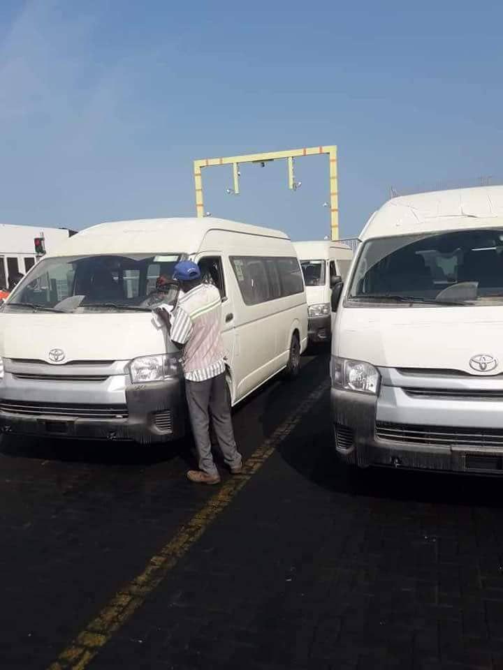 Some of the 100 buses which were to be cleared from the Tema port on Wednesday