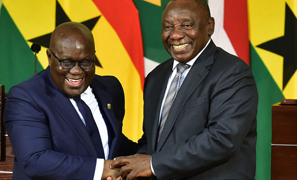 President Nana Addo Dankwa Akufo-Addo and President Cyril Ramaphosa  briefing the media during President Akufo-Addo's State Visit to South Africa.