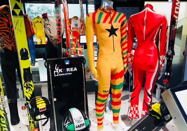 Akwasi Frimpong's race suit goes on display at the Olympic Museum