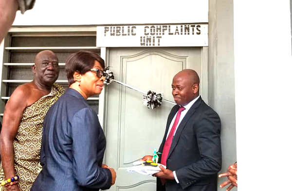 Ms Justice Sophia Akuffo ready to cut the tape to declare the unit officially opened 