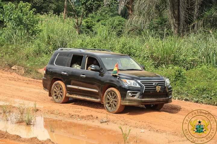 President Akufo-Addo on the Eastern Corridor road when he visited the Volta Region this week.