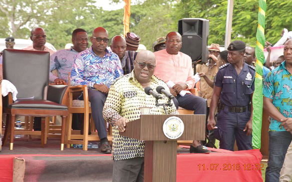 President Akufo-Addo addressing a durbar of chiefs and people of the proposed Oti Region at Dambai