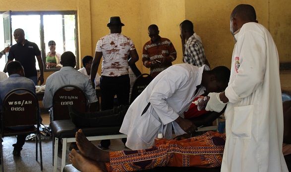 The blood donation exercise was supervised by health professionals from the regional hospital.