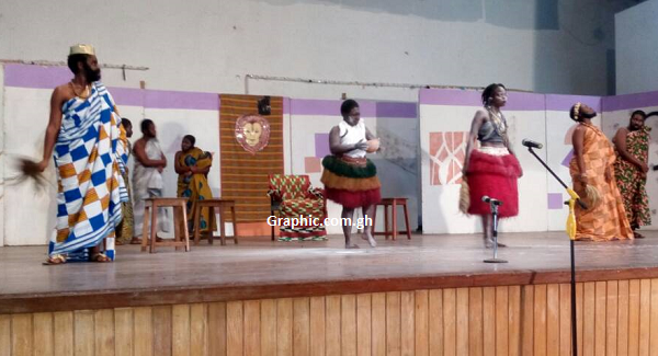 A scene from Wesley Girls High School's play "A Pot of Peace"