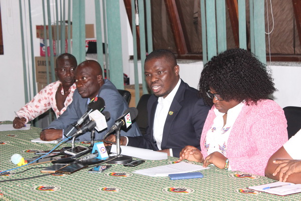 Mr Mustapha Ussif (2nd right) speaking at the press conference
