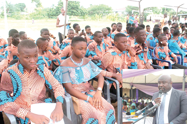Mr Tony Baffoe (right), Head of ICT, Ministry of Education speaking at the ceremony. Picture: INNOCENT K. OWUSU