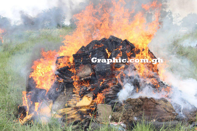 NACOB sets wee and khat worth GH¢600,000 on fire