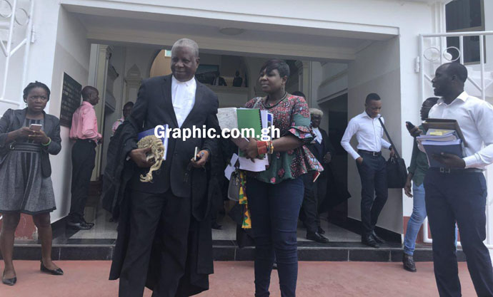 The applicant, Fafali Nyonator , with her lawyer, Mr Chris Ackumey, after the court ruling