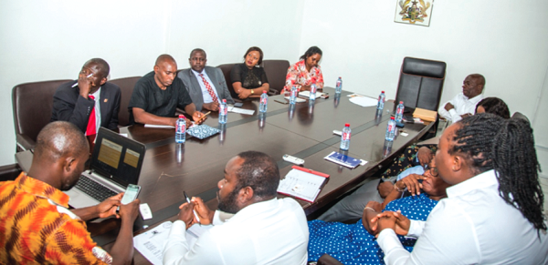 Members of the delegation in a discussion with representatives of the National Service Scheme