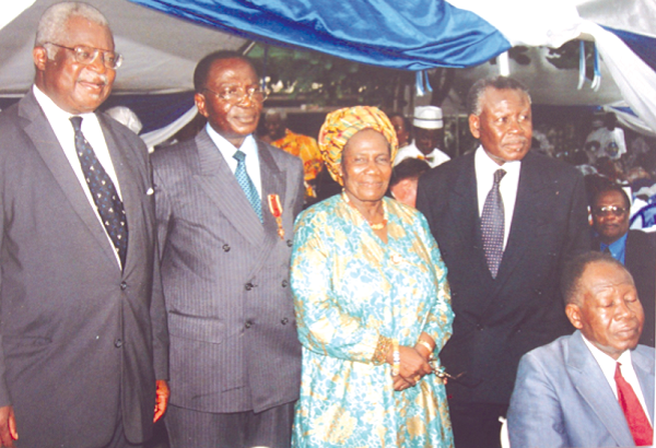 The writer (second left) with Dr Amon Nikwoi, Mrs Gloria Nikwoi, Mr J.H. Mensah and (right)  Mr K.B. Asante (sitting infront)