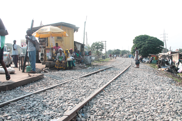  Gravels dumped along the Accra-Nsawam railway line at Alajo in Accra for the  rehabilitation project. Picture: Maxwell Ocloo