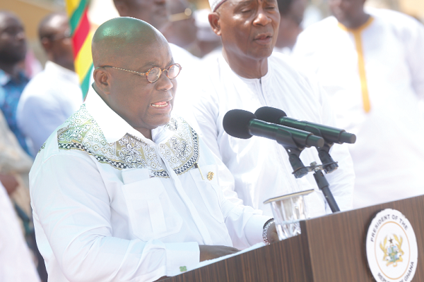 President Nana Addo Dankwa Akufo-Addo addressing some Muslims at the Black Star Square in Accra. SAMUEL TEI ADANO